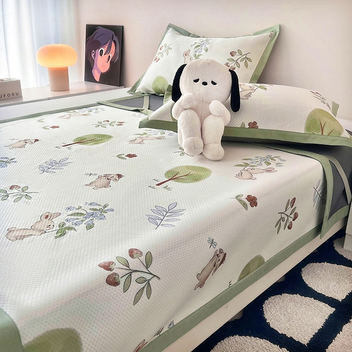 91家纺网 家纺一手货源 找家纺 倾慕家纺 2026新款A类满天星提花凉感凉席系列 小森林