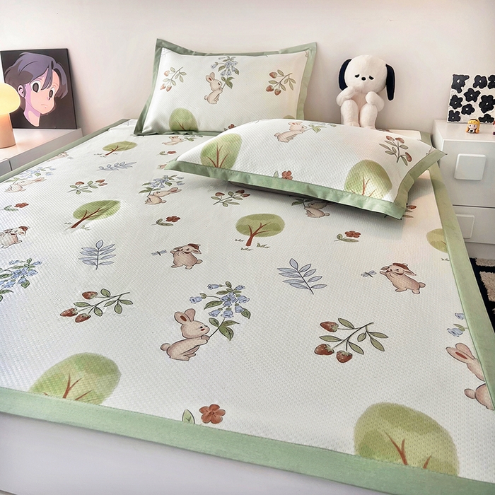 91家纺网 家纺一手货源 找家纺 倾慕家纺 2026新款A类满天星提花凉感凉席系列 小森林