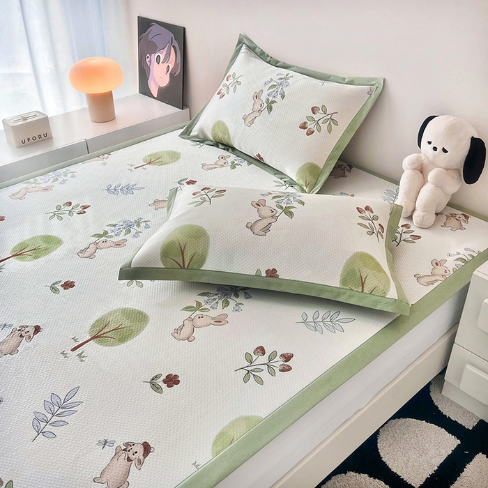 91家纺网 家纺一手货源 找家纺 倾慕家纺 2026新款A类满天星提花凉感凉席系列 小森林