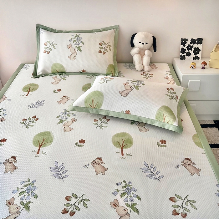 91家纺网 家纺一手货源 找家纺 倾慕家纺 2026新款A类满天星提花凉感凉席系列 小森林