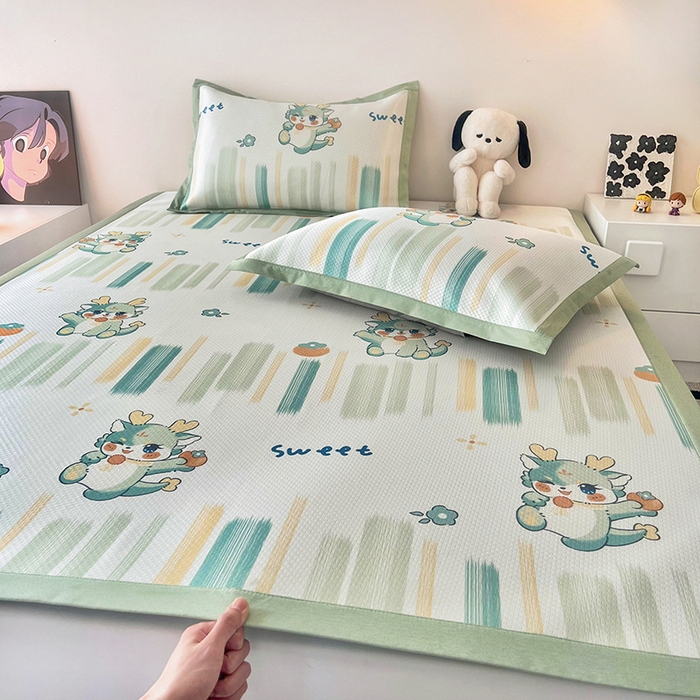 倾慕家纺 2026新款A类满天星提花凉感凉席系列 波浪彩龙