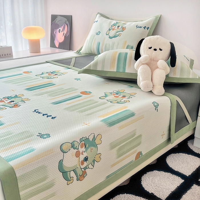 91家纺网 家纺一手货源 找家纺 倾慕家纺 2026新款A类满天星提花凉感凉席系列 波浪彩龙