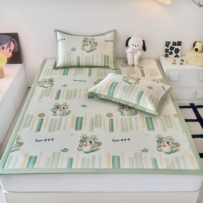 91家纺网 家纺一手货源 找家纺 倾慕家纺 2026新款A类满天星提花凉感凉席系列 波浪彩龙