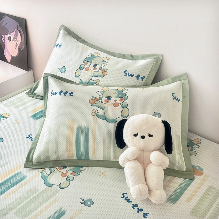 91家纺网 家纺一手货源 找家纺 倾慕家纺 2026新款A类满天星提花凉感凉席系列 波浪彩龙