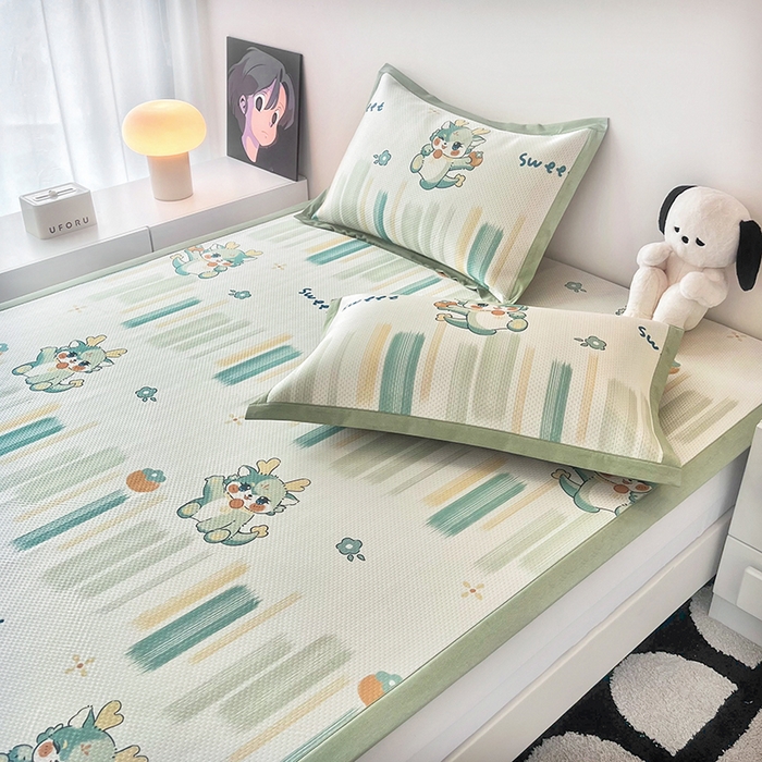 91家纺网 家纺一手货源 找家纺 倾慕家纺 2026新款A类满天星提花凉感凉席系列 波浪彩龙