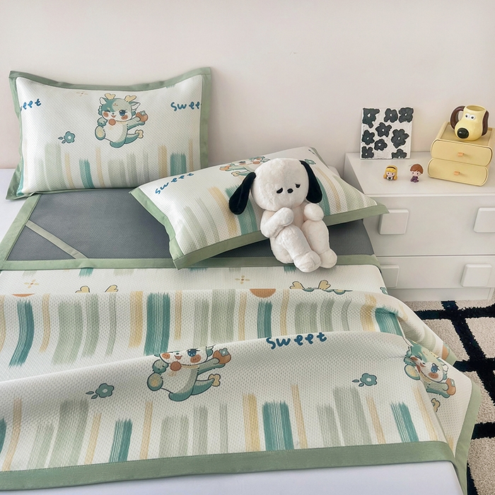 91家纺网 家纺一手货源 找家纺 倾慕家纺 2026新款A类满天星提花凉感凉席系列 波浪彩龙