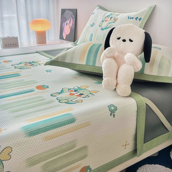 91家纺网 家纺一手货源 找家纺 倾慕家纺 2026新款A类满天星提花凉感凉席系列 波浪彩龙