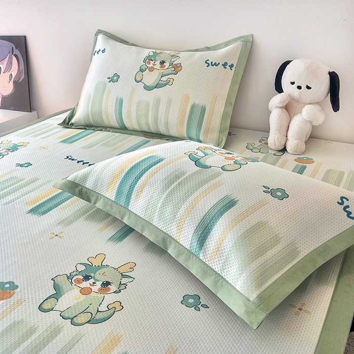 91家纺网 家纺一手货源 找家纺 倾慕家纺 2026新款A类满天星提花凉感凉席系列 波浪彩龙