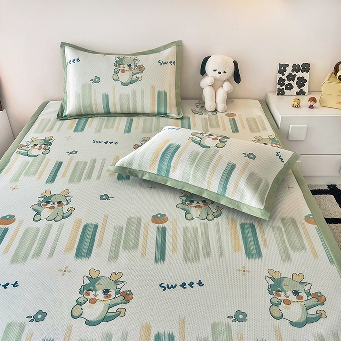 91家纺网 家纺一手货源 找家纺 倾慕家纺 2026新款A类满天星提花凉感凉席系列 波浪彩龙