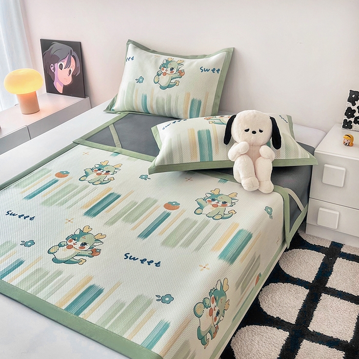 91家纺网 家纺一手货源 找家纺 倾慕家纺 2026新款A类满天星提花凉感凉席系列 波浪彩龙