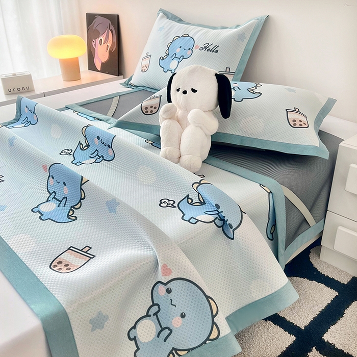 91家纺网 家纺一手货源 找家纺 倾慕家纺 2026新款A类满天星提花凉感凉席系列 波波小龙