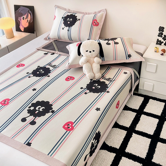 91家纺网 家纺一手货源 找家纺 倾慕家纺 2026新款A类满天星提花凉感凉席系列 律动小球