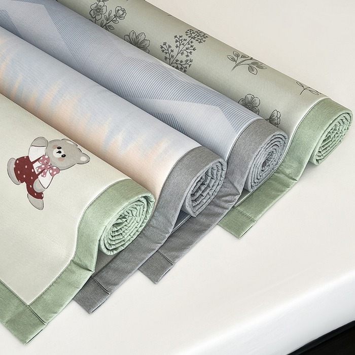 91家纺网 家纺一手货源 找家纺 倾慕家纺 2026新款A类简约风牛奶丝数码印花冰丝凉席 组合图