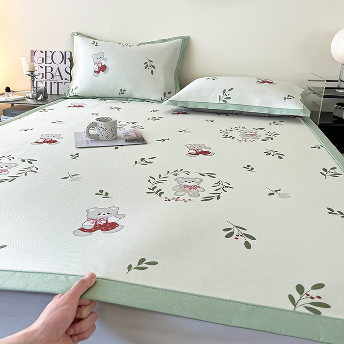 91家纺网 家纺一手货源 找家纺 （总）倾慕家纺 2026新款A类简约风牛奶丝数码印花冰丝凉席