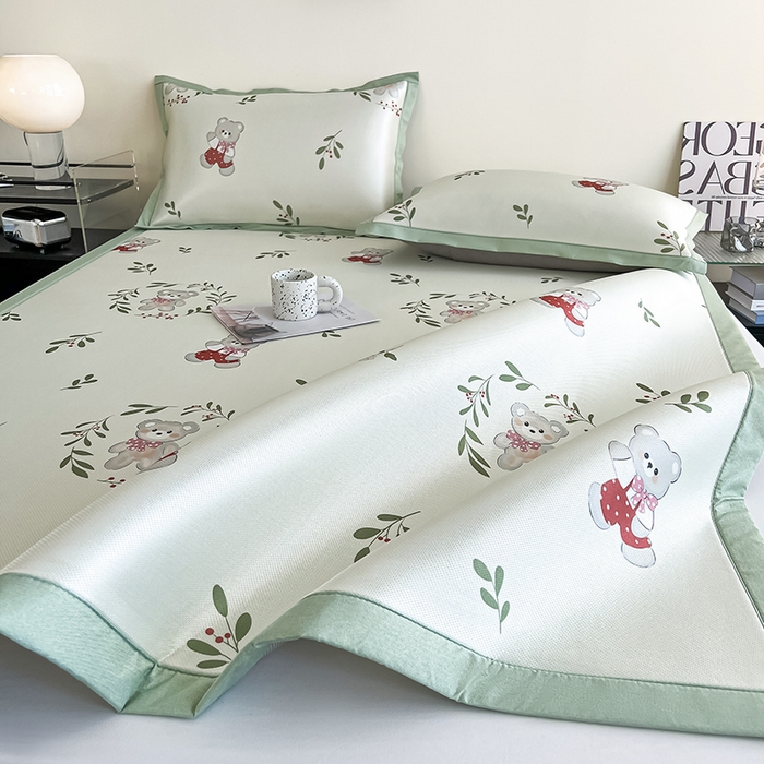 91家纺网 家纺一手货源 找家纺 （总）倾慕家纺 2026新款A类简约风牛奶丝数码印花冰丝凉席