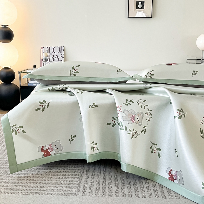 91家纺网 家纺一手货源 找家纺 （总）倾慕家纺 2026新款A类简约风牛奶丝数码印花冰丝凉席