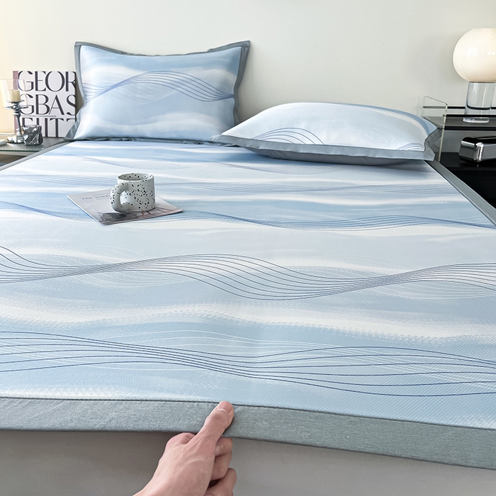 91家纺网 家纺一手货源 找家纺 （总）倾慕家纺 2026新款A类简约风牛奶丝数码印花冰丝凉席