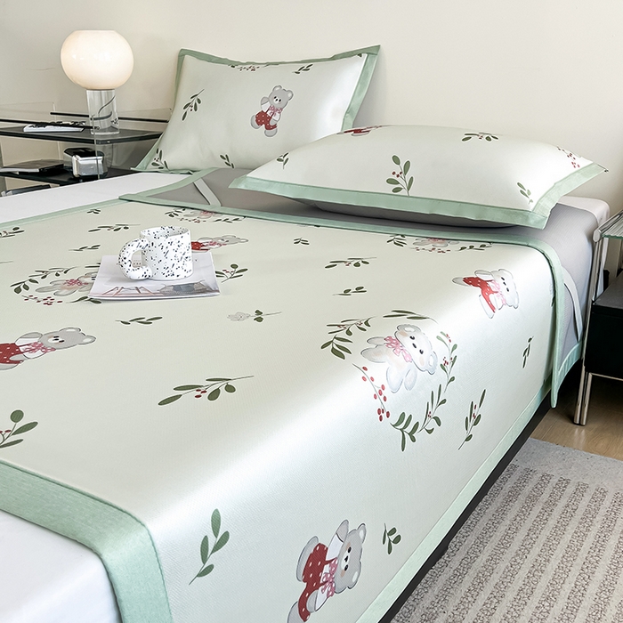 91家纺网 家纺一手货源 找家纺 （总）倾慕家纺 2026新款A类简约风牛奶丝数码印花冰丝凉席