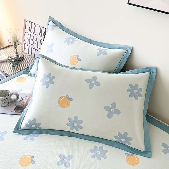 91家纺网 家纺一手货源 找家纺 倾慕家纺 2026新款A类简约风牛奶丝数码印花冰丝凉席 香橙