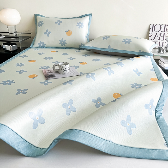 91家纺网 家纺一手货源 找家纺 倾慕家纺 2026新款A类简约风牛奶丝数码印花冰丝凉席 香橙