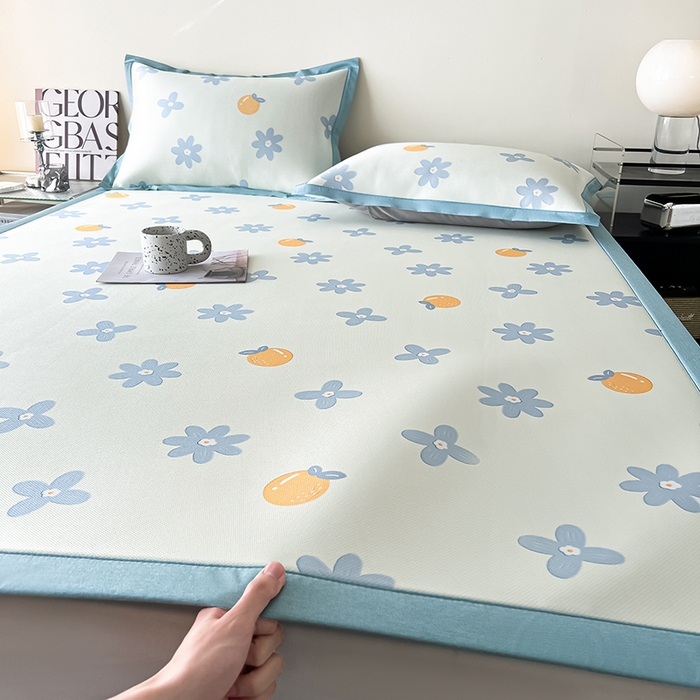 倾慕家纺 2026新款A类简约风牛奶丝数码印花冰丝凉席 香橙