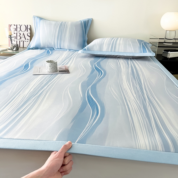 91家纺网 家纺一手货源 找家纺 （总）倾慕家纺 2026新款A类简约风牛奶丝数码印花冰丝凉席