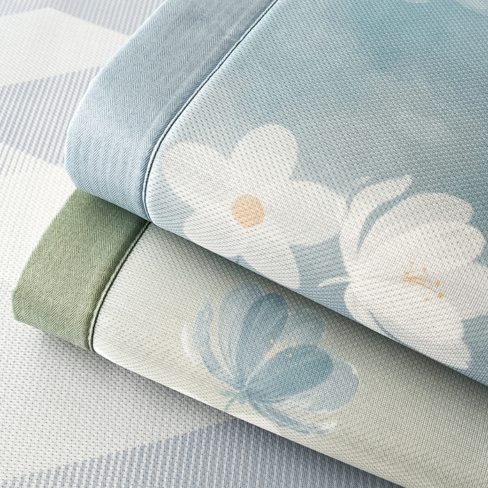 91家纺网 家纺一手货源 找家纺 倾慕家纺 2026新款A类简约风牛奶丝数码印花冰丝凉席 组合图