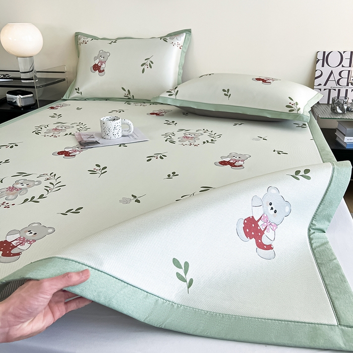 91家纺网 家纺一手货源 找家纺 （总）倾慕家纺 2026新款A类简约风牛奶丝数码印花冰丝凉席