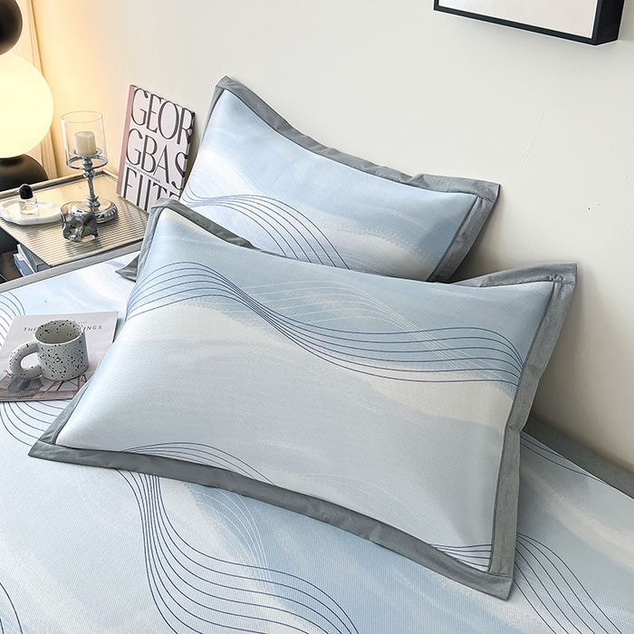 91家纺网 家纺一手货源 找家纺 倾慕家纺 2026新款A类简约风牛奶丝数码印花冰丝凉席 舞动乐符