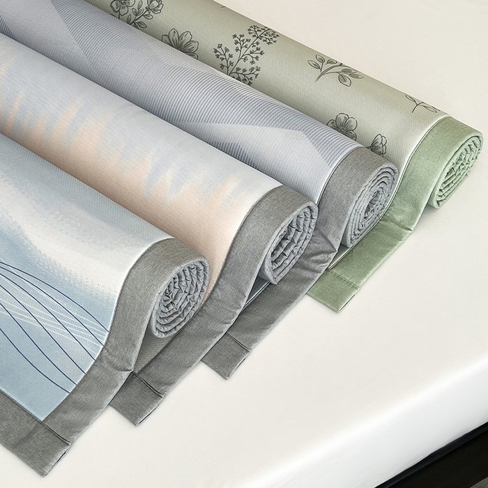 91家纺网 家纺一手货源 找家纺 倾慕家纺 2026新款A类简约风牛奶丝数码印花冰丝凉席 组合图