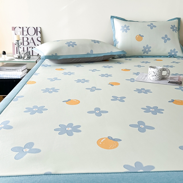 91家纺网 家纺一手货源 找家纺 倾慕家纺 2026新款A类简约风牛奶丝数码印花冰丝凉席 香橙