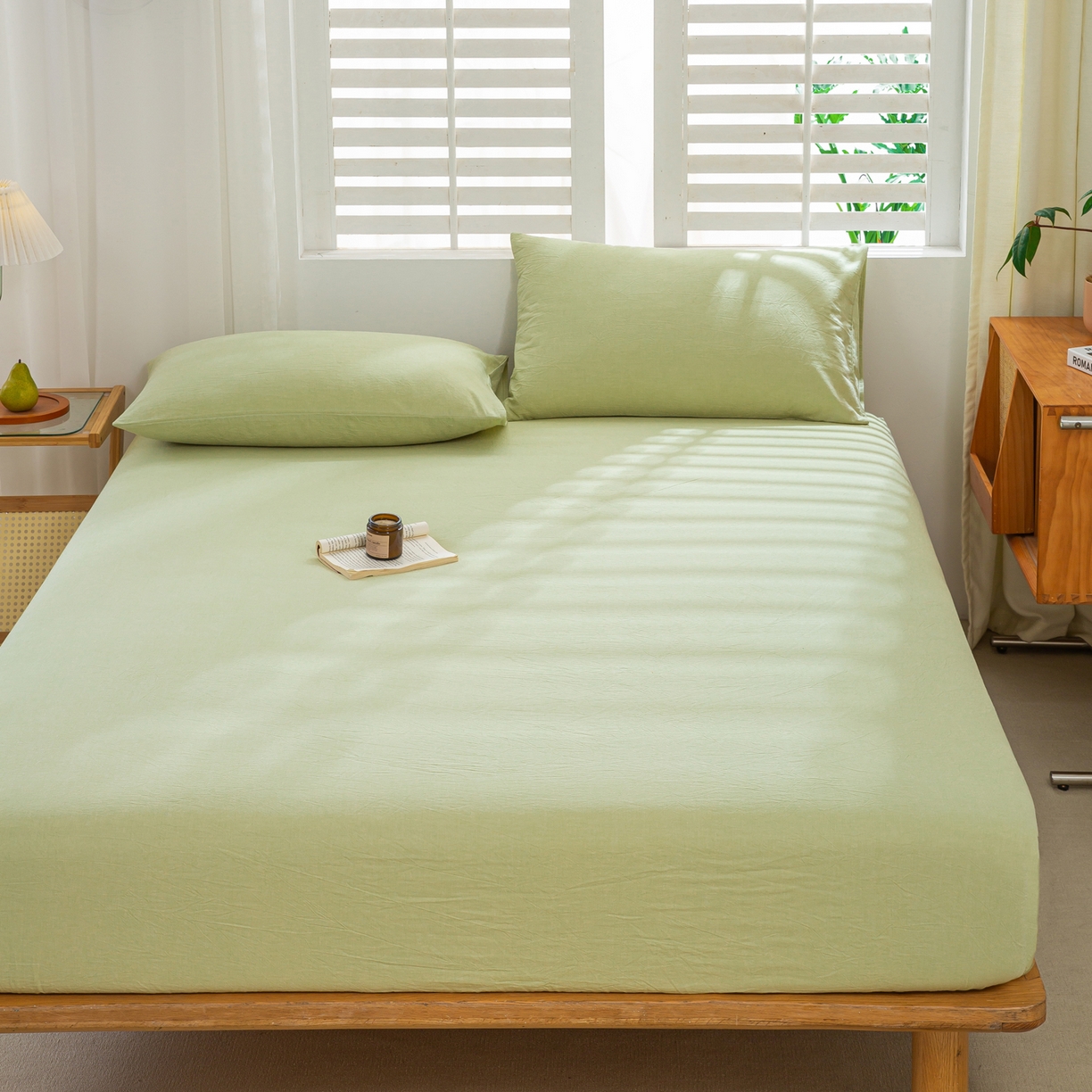 91家纺网 家纺一手货源 找家纺 恋人优选 2026新款全棉纯棉水洗棉单床笠床笠单件 青辰绿