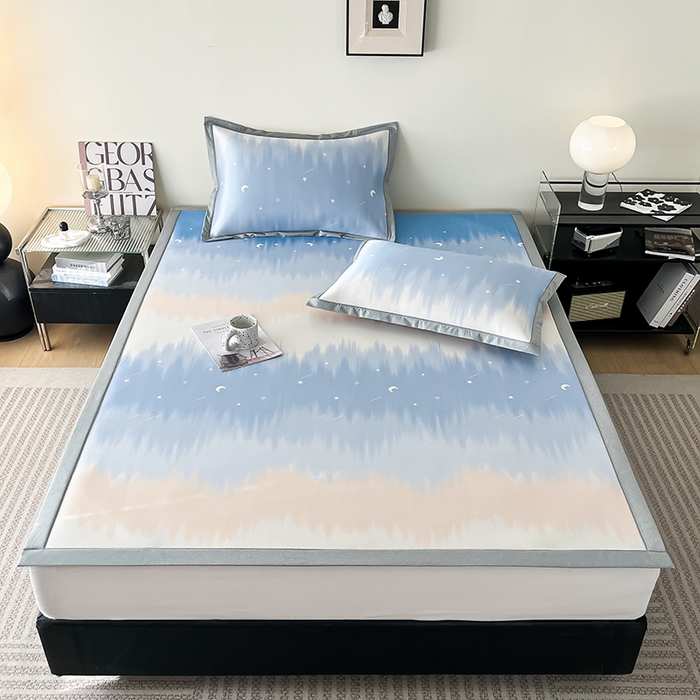 91家纺网 家纺一手货源 找家纺 倾慕家纺 2026新款A类简约风牛奶丝数码印花冰丝凉席 星辰大海