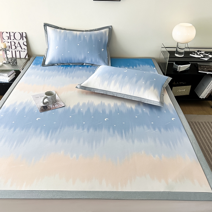 91家纺网 家纺一手货源 找家纺 倾慕家纺 2026新款A类简约风牛奶丝数码印花冰丝凉席 星辰大海