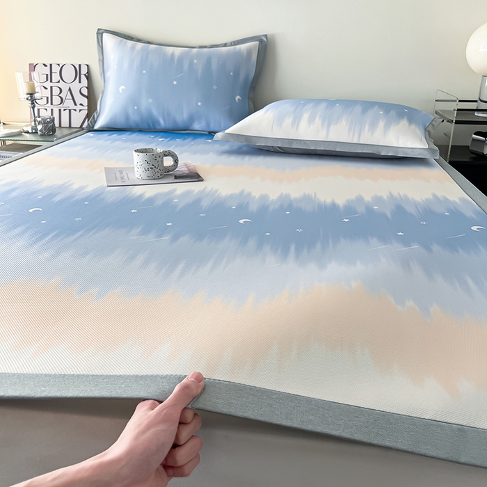 倾慕家纺 2026新款A类简约风牛奶丝数码印花冰丝凉席 星辰大海