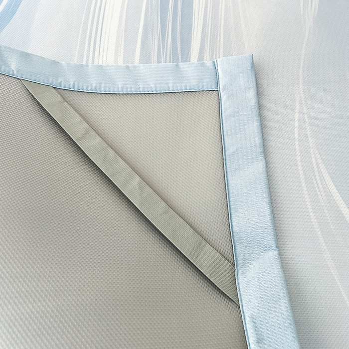 91家纺网 家纺一手货源 找家纺 倾慕家纺 2026新款A类简约风牛奶丝数码印花冰丝凉席 曲线幻影蓝