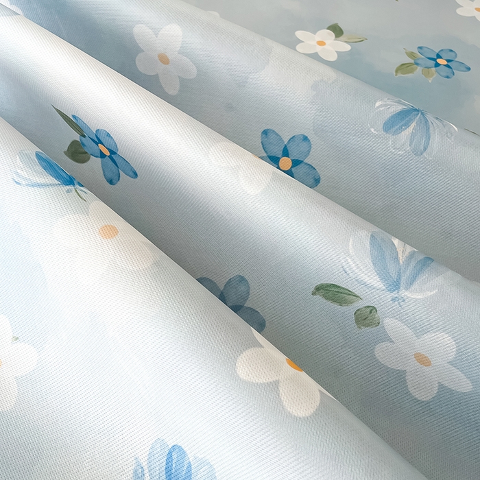 91家纺网 家纺一手货源 找家纺 倾慕家纺 2026新款A类简约风牛奶丝数码印花冰丝凉席 梦幻花朵蓝