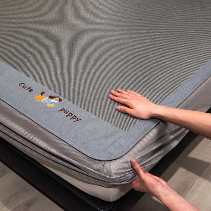 91家纺网 家纺一手货源 找家纺 （总）倾慕家纺 2026新款A类刺绣冰藤席--床笠款