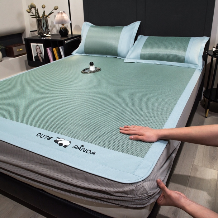 91家纺网 家纺一手货源 找家纺 （总）倾慕家纺 2026新款A类刺绣冰藤席--床笠款