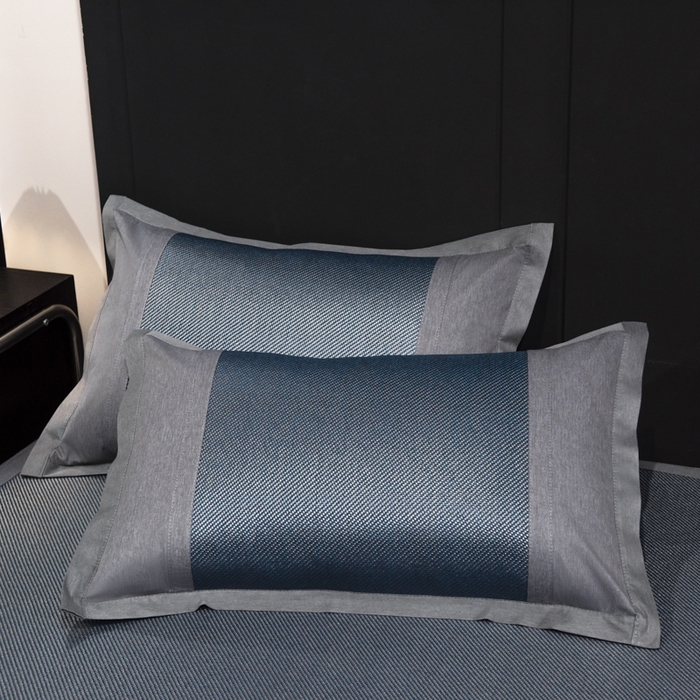 91家纺网 家纺一手货源 找家纺 倾慕家纺 2026新款A类刺绣冰藤席--床笠款 刺绣小狗蓝色床笠款