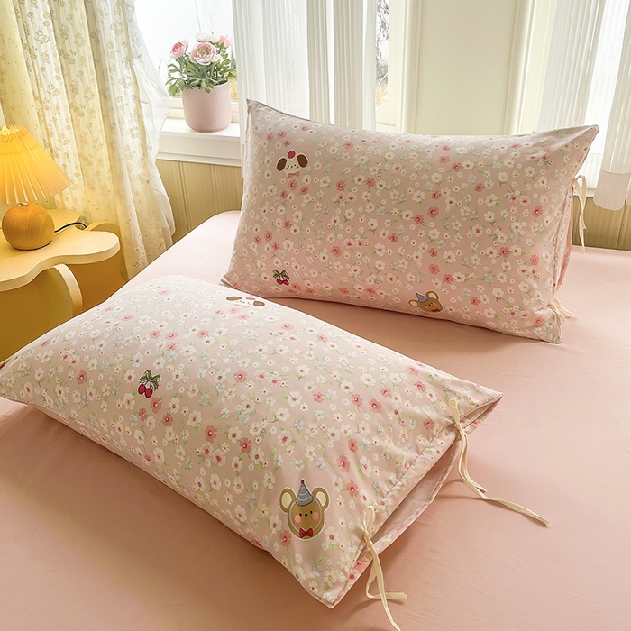 91家纺网 家纺一手货源 找家纺 帛洵家纺 2026新款110g超柔水洗宝宝有氧仿棉四件套（提供买家秀） 春田花花-粉