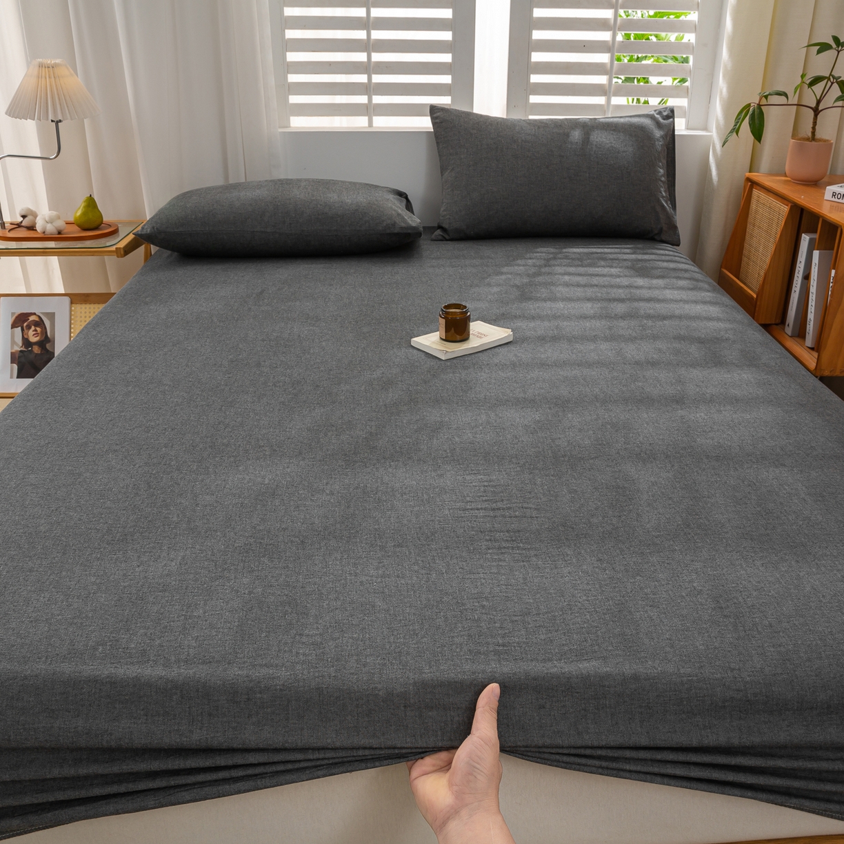 91家纺网 家纺一手货源 找家纺 恋人优选 2026新款全棉纯棉水洗棉单床笠床笠单件 深灰