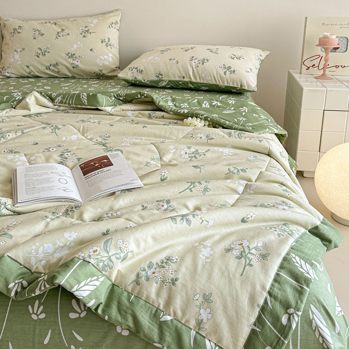 91家纺网 家纺一手货源 找家纺 梵克保罗 2026春夏新款10A抗菌全棉印花夏被被子被芯空调被四件套 茶艺