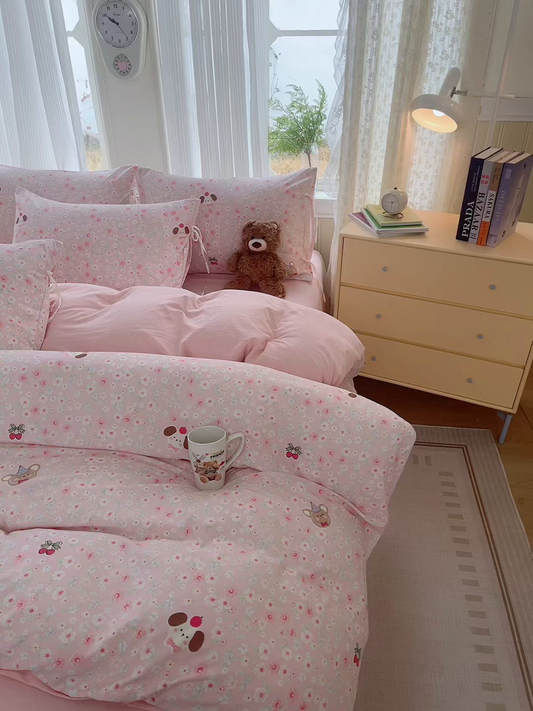 91家纺网 家纺一手货源 找家纺 帛洵家纺 2026新款110g超柔水洗宝宝有氧仿棉四件套（提供买家秀） 春田花花-粉