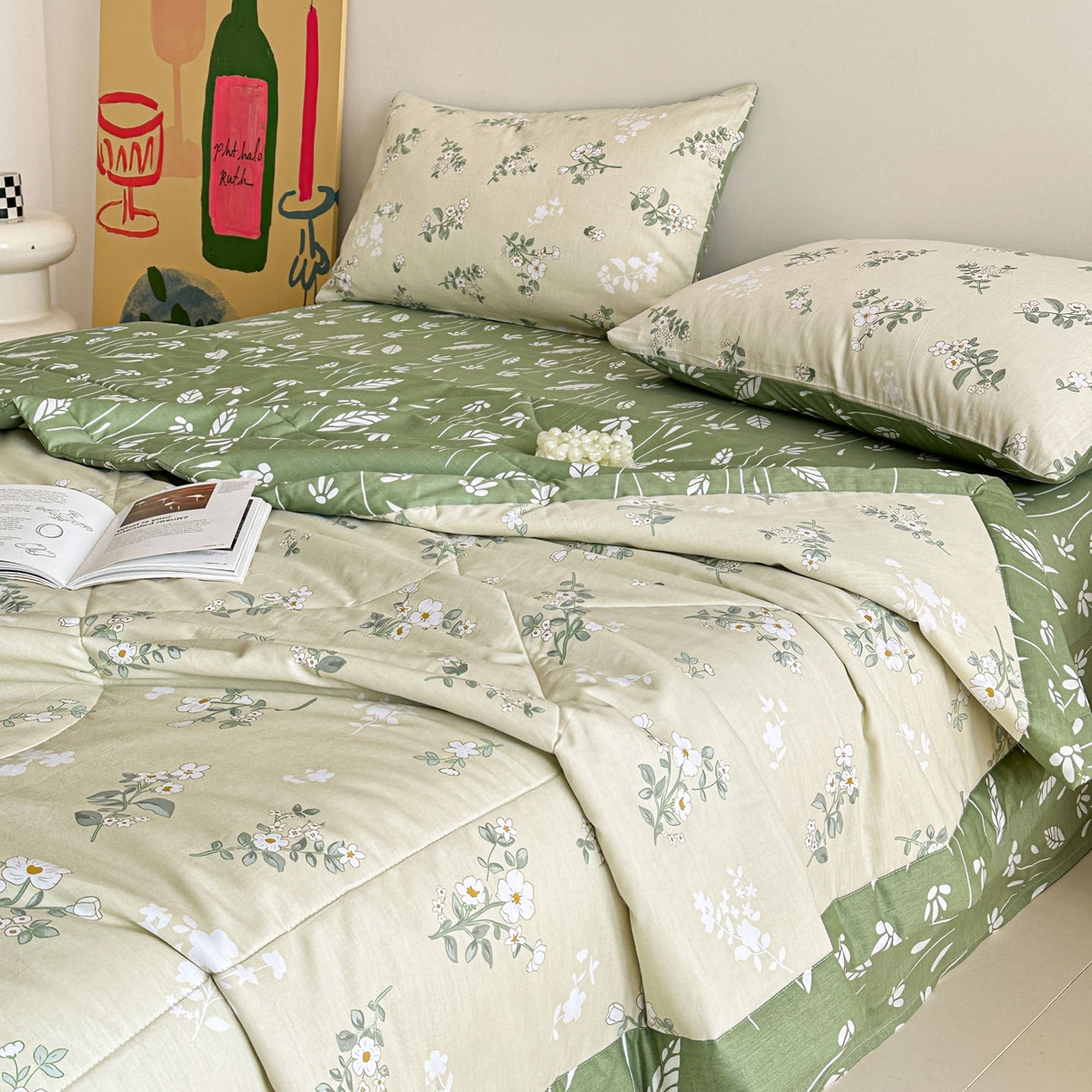 91家纺网 家纺一手货源 找家纺 梵克保罗 2026春夏新款10A抗菌全棉印花夏被被子被芯空调被四件套 茶艺