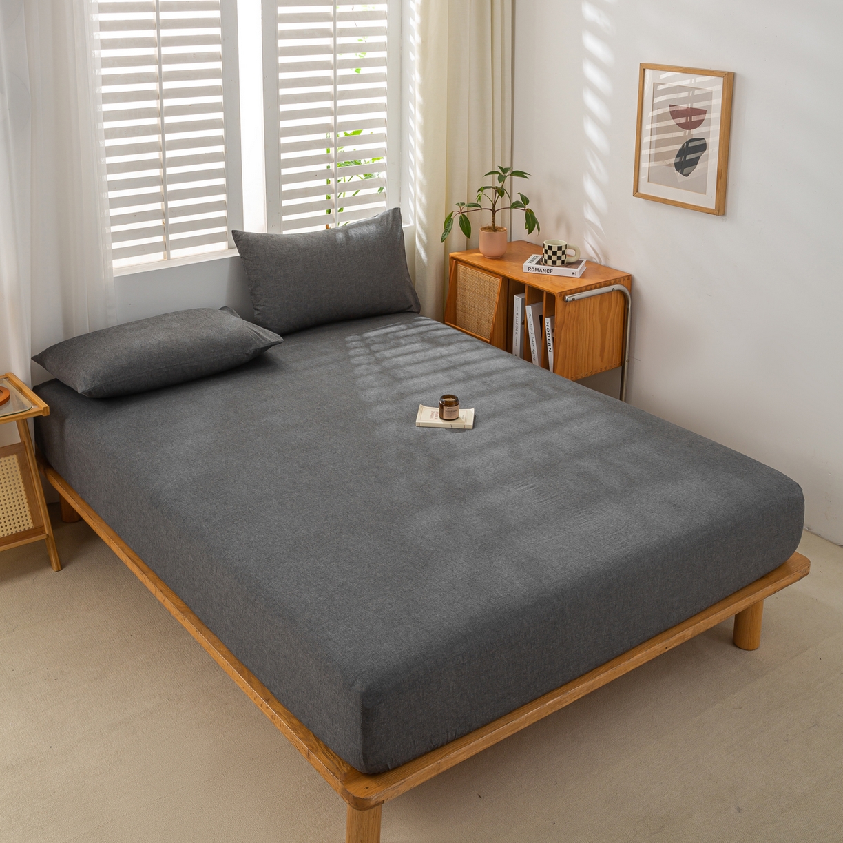 91家纺网 家纺一手货源 找家纺 恋人优选 2026新款全棉纯棉水洗棉单床笠床笠单件 深灰