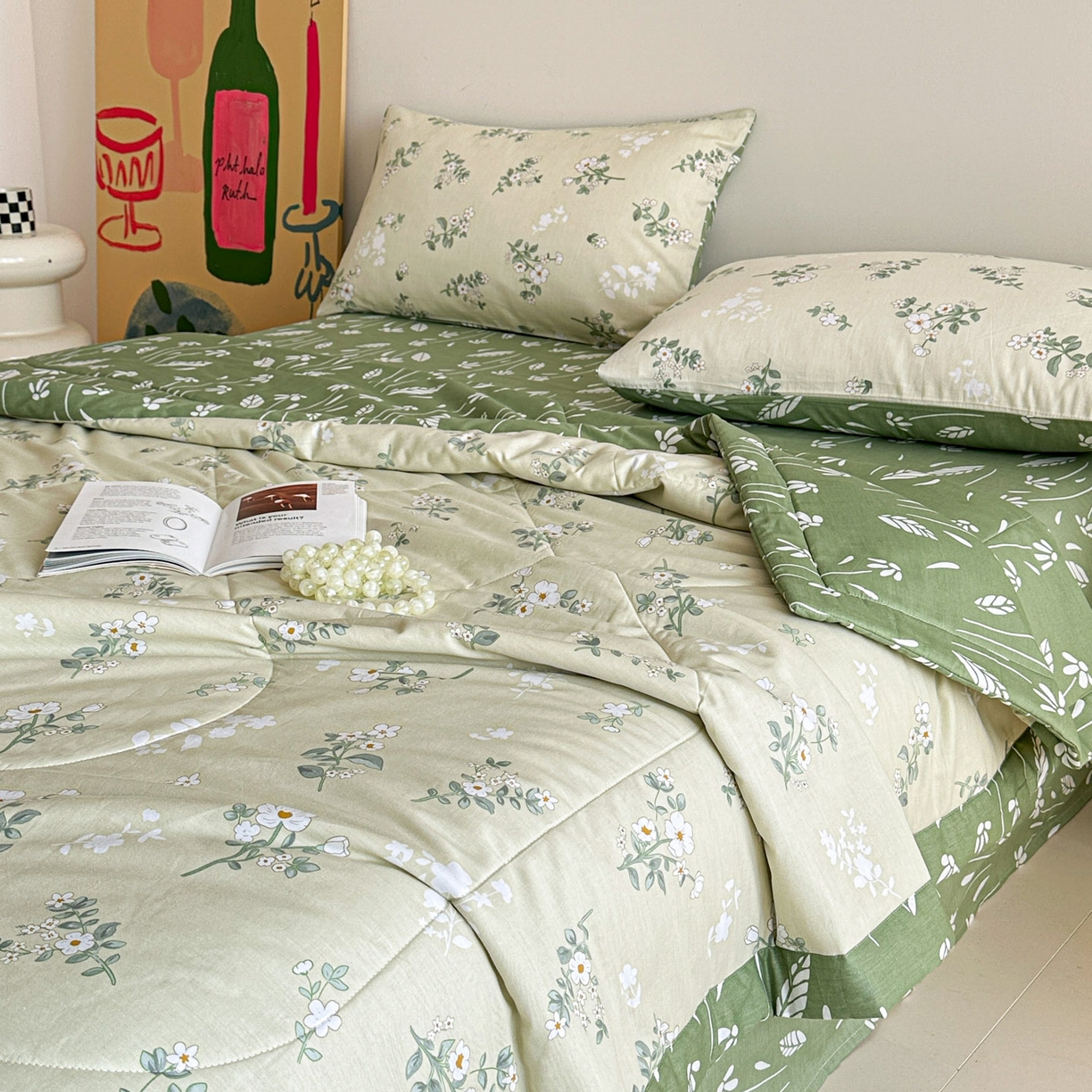 91家纺网 家纺一手货源 找家纺 梵克保罗 2026春夏新款10A抗菌全棉印花夏被被子被芯空调被四件套 茶艺