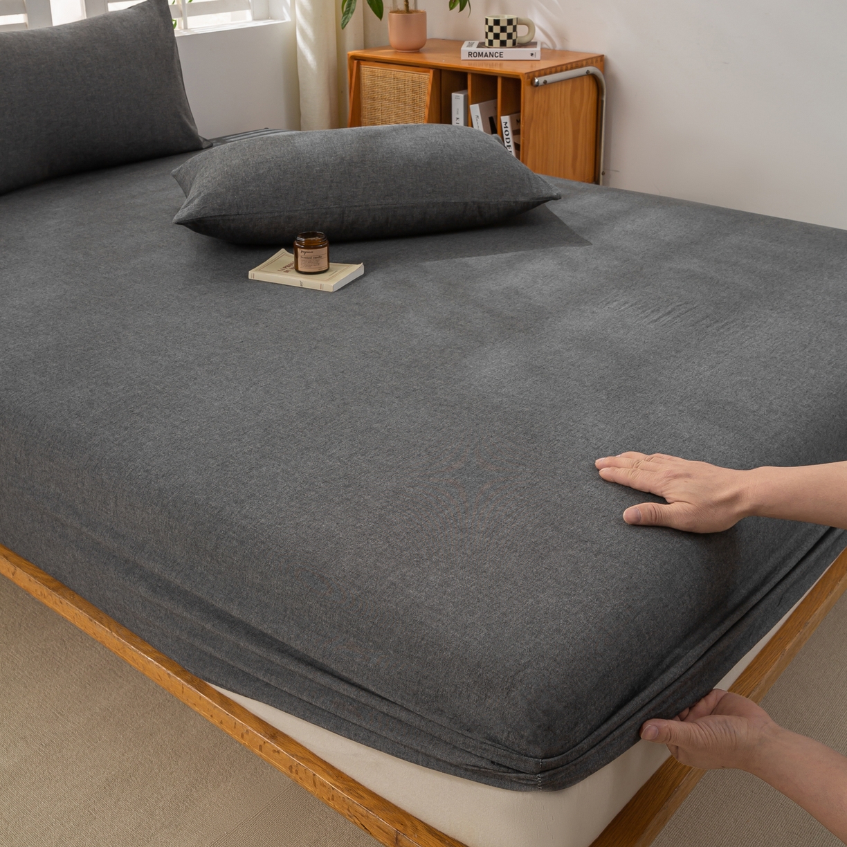 91家纺网 家纺一手货源 找家纺 恋人优选 2026新款全棉纯棉水洗棉单床笠床笠单件 深灰