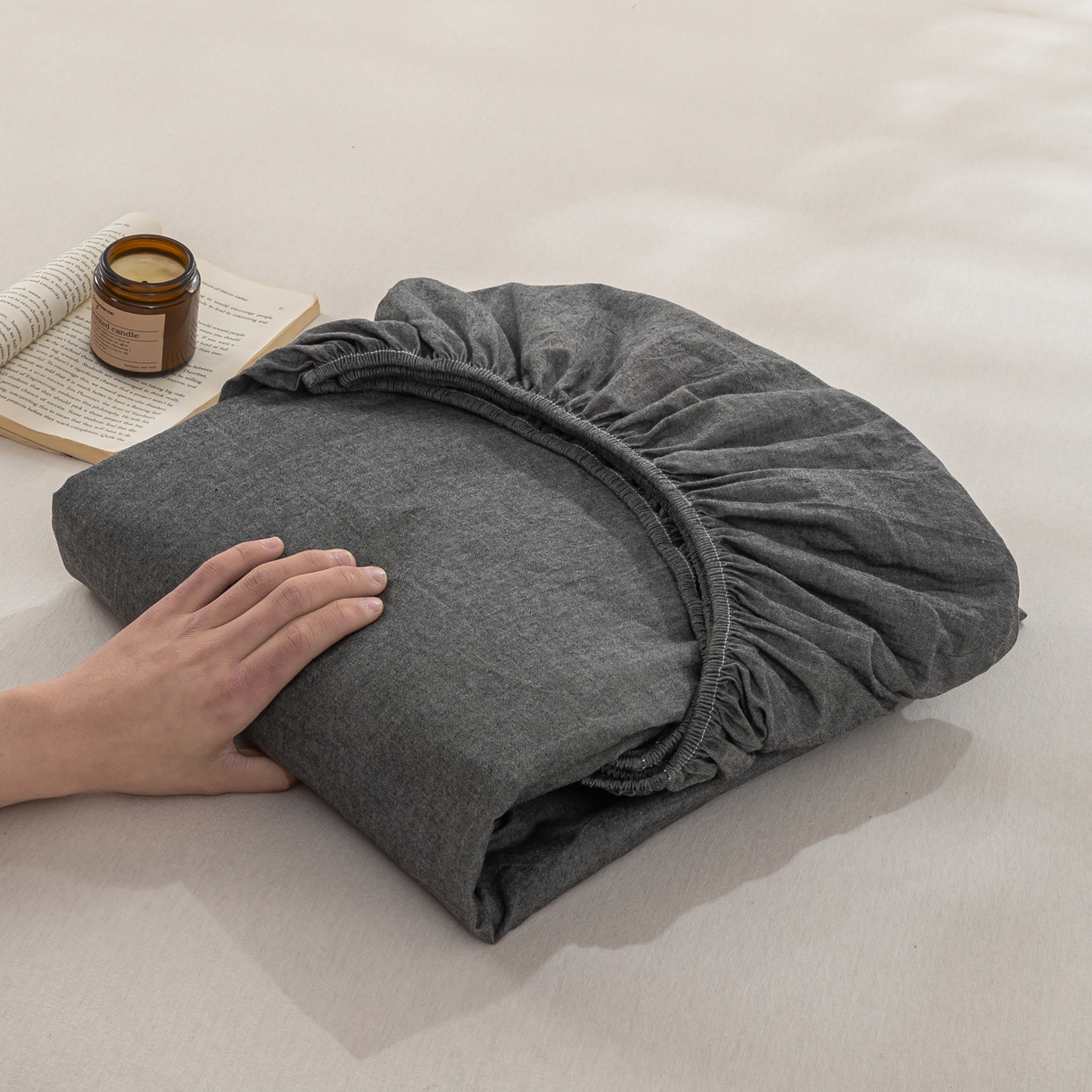 91家纺网 家纺一手货源 找家纺 恋人优选 2026新款全棉纯棉水洗棉单床笠床笠单件 深灰