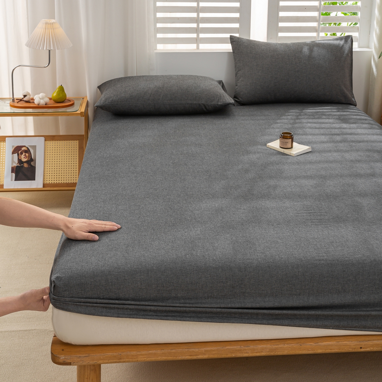 91家纺网 家纺一手货源 找家纺 恋人优选 2026新款全棉纯棉水洗棉单床笠床笠单件 深灰